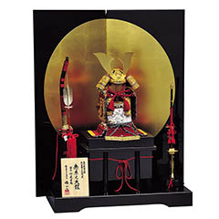 五月人形: 雄山作 四分の一 本仕立竹雀之鎧 赤糸威 鎧飾り