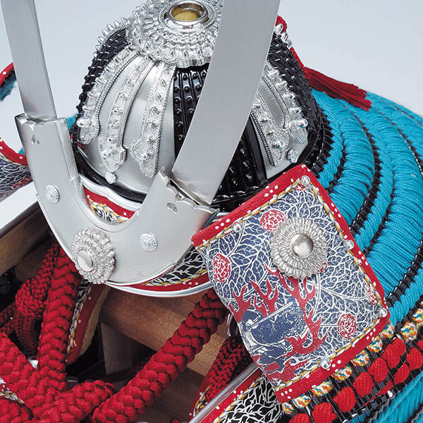 平安豊久　 五月人形　雄山作 四分の一 本仕立浅葱威大鎧 浅葱威 鎧飾り　詳細画像