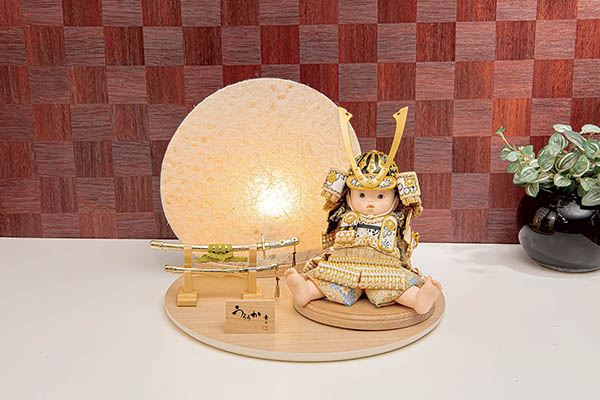 平安豊久　 五月人形　壹三作 （いちぞう） うららか 大地 円形 丸型 LED衝立 子供大将飾り　詳細画像