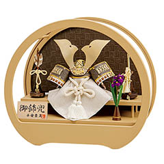 五月人形: 平安豊久作 水香 兜飾り 円形 丸型 飾り台