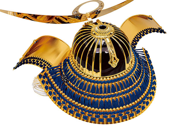 平安豊久　 五月人形　平安豊久作 収納着用 碧 青ボカシ 会津塗り収納箱 屏風 着用兜 収納飾り　詳細画像