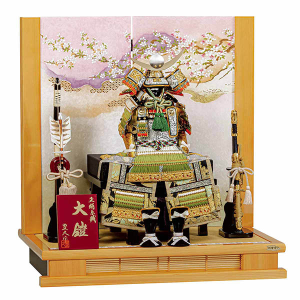 平安豊久作 上杉謙信 正絹糸縅 檜製台屏風 鎧飾り