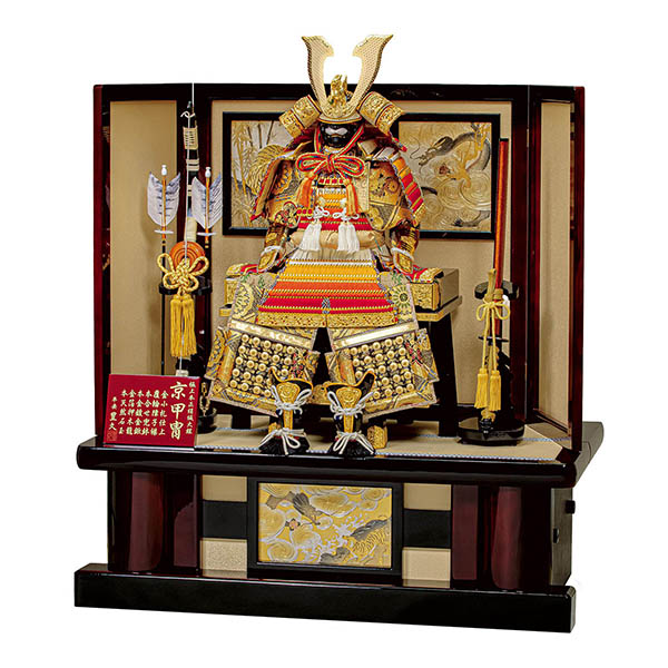 平安豊久作 京鎧 朱赤裾濃縅 高床台 鎧飾り