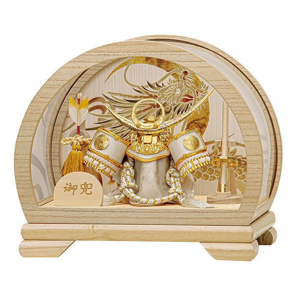 翔太 上杉謙信 白木 木目 円形 丸型 兜 アクリルケース飾り