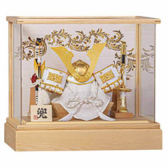 五月人形: 良樹 白木 木目 アクリルケース飾り