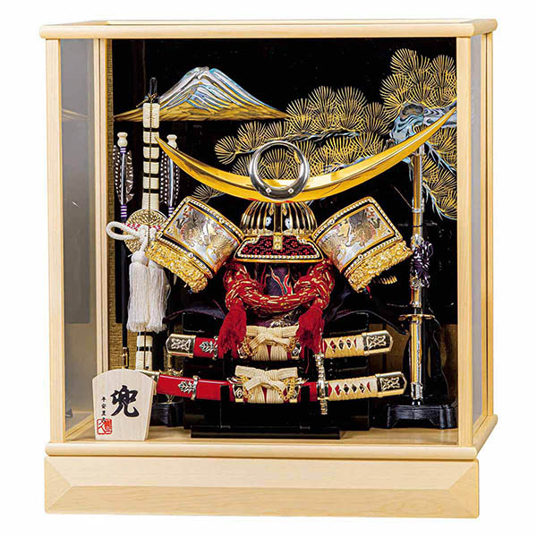 平安豊久作 戦国上杉 白木調 ガラスケース飾り