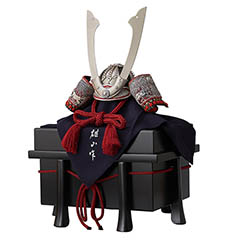 五月人形: 雄山作 浅葱糸威之兜 単品 櫃付き GH-040-KT
