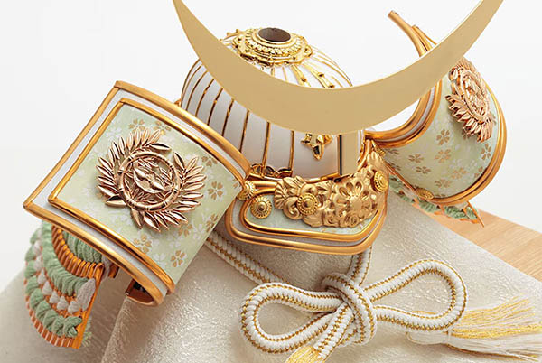 五月人形 久月 久月 兜 収納飾り 正絹 若草段縅 伊達政宗 白木 木目 詳細画像 久月 五月人形 久月 兜 収納飾り 正絹 若草段縅 伊達政宗 白木 木目 詳細画像