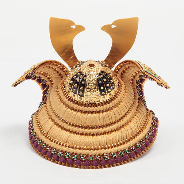 久月　 五月人形　久月 兜 収納飾り 正絹 緋縅　詳細画像