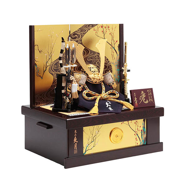 五月人形 久月 久月 兜 収納飾り 正絹 緋縅 光琳梅二曲屏風 収納箱 詳細画像 久月 五月人形 久月 兜 収納飾り 正絹 緋縅 光琳梅二曲屏風 収納箱 詳細画像