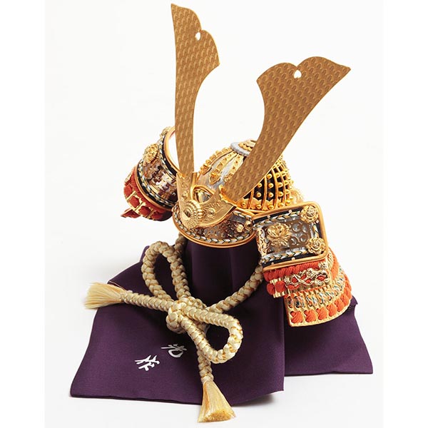 久月　 五月人形　鈴木利光作 兜 収納飾り 本金箔押 正絹 朱糸縅 久月監製　詳細画像