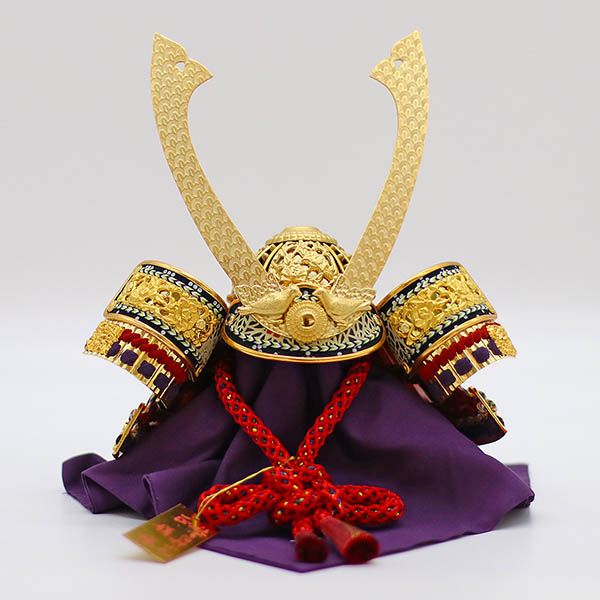 久月　 五月人形　鈴木利光作 兜 収納飾り 本金箔押 正絹 赤糸縅 久月監製 清流丸紋二曲屏風 収納箱 木目　詳細画像