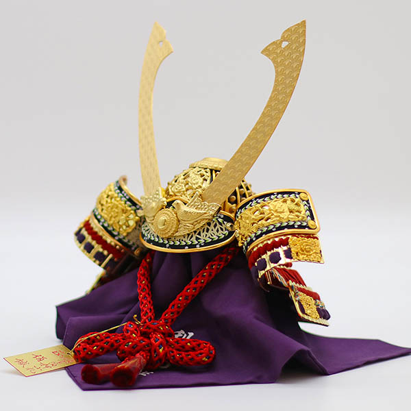 久月　 五月人形　鈴木利光作 兜 収納飾り 本金箔押 正絹 赤糸縅 久月監製 清流丸紋二曲屏風 収納箱 木目　詳細画像