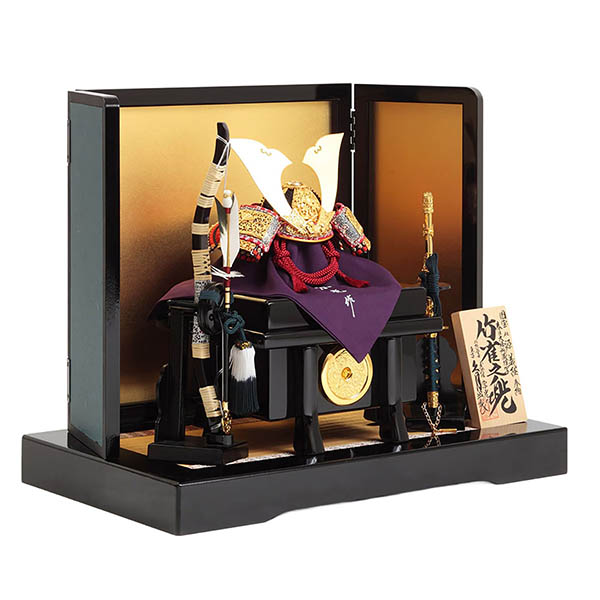 久月　 五月人形　中村宗光作 竹雀之兜 平飾り 正絹 赤糸縅 久月監製　詳細画像