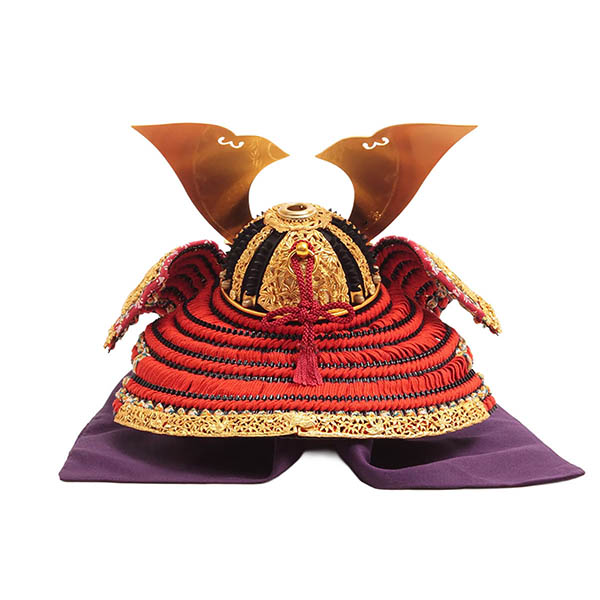 久月　 五月人形　中村宗光作 竹雀之兜 平飾り 正絹 赤糸縅 久月監製　詳細画像