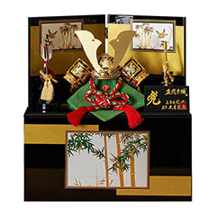 五月人形: 上原玉鳳作 収納飾り 正絹 色々縅 久月監製 【D-54】