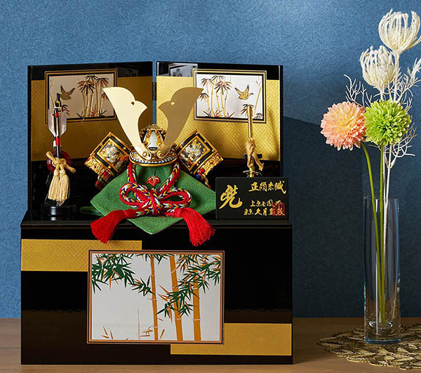 久月　 五月人形　上原玉鳳作 収納飾り 正絹 色々縅 久月監製　詳細画像