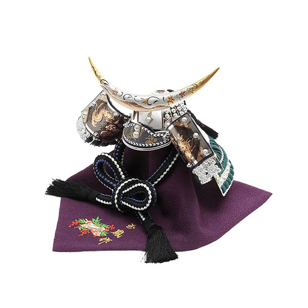 久月　 五月人形　上原玉鳳作 伊達政宗 兜 収納飾り 正絹 色々縅 久月監製　詳細画像