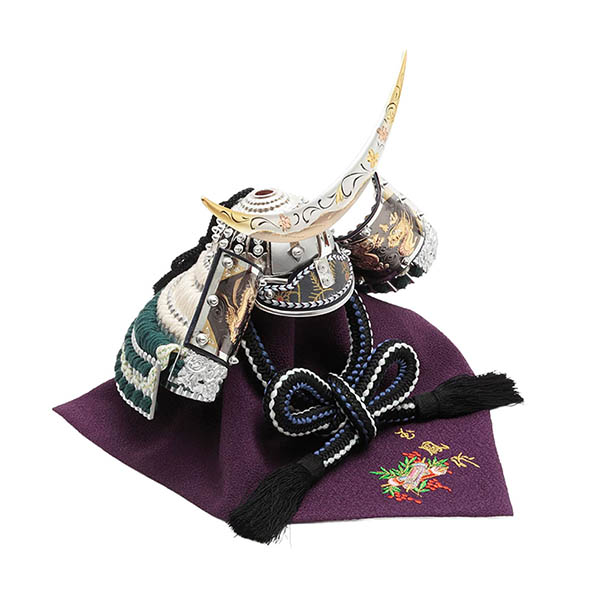 久月　 五月人形　上原玉鳳作 伊達政宗 兜 収納飾り 正絹 色々縅 久月監製　詳細画像