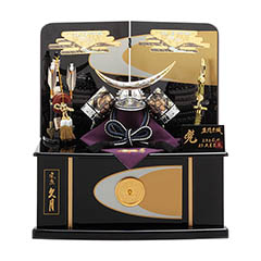 五月人形: 上原玉鳳作 伊達政宗 兜 収納飾り 正絹 色々縅 久月監製 【D-57】