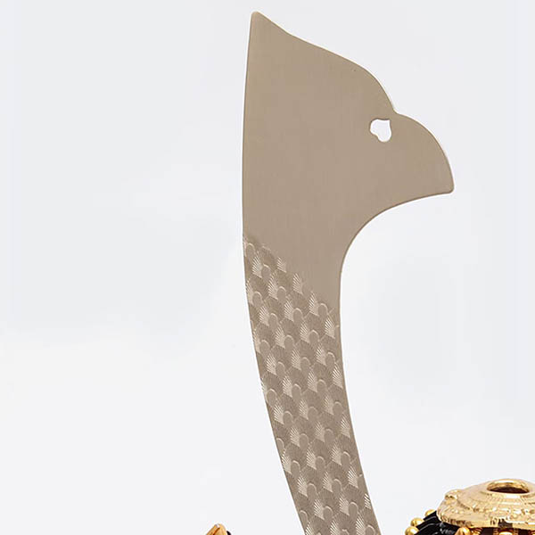 久月　 五月人形　大越広孝作 兜 収納飾り 緋糸沢瀉縅 久月監製 緑松蒔絵二曲屏風 収納箱　詳細画像