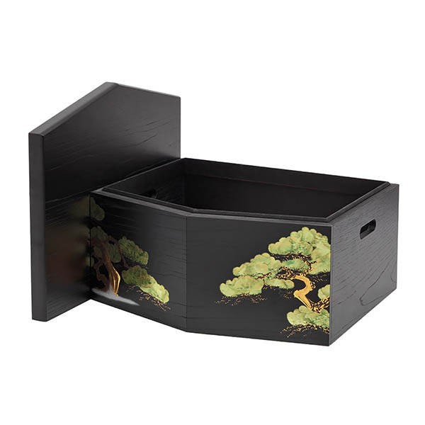 久月　 五月人形　大越広孝作 兜 収納飾り 緋糸沢瀉縅 久月監製 緑松蒔絵二曲屏風 収納箱　詳細画像