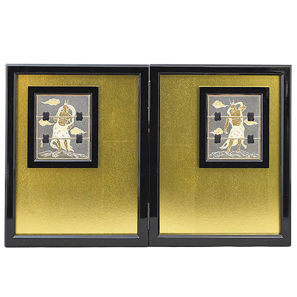 久月　 五月人形　久月作 仁王之兜 収納飾り 正絹 緋縅 彫金仁王二曲屏風収納箱 甲冑師 鈴木利光　詳細画像