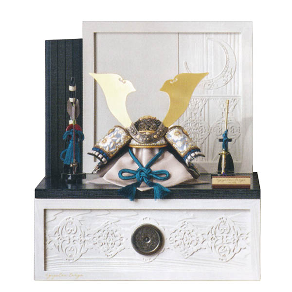 kyugetsu tokyo closs 兜 収納飾り 紺糸縅 刺繍（吹き返し） 【D-23】