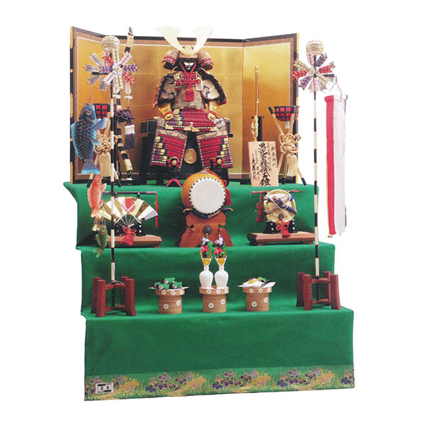 中村宗光作 大鎧 三段飾り 茜糸褄取縅 久月監製 【D-85】