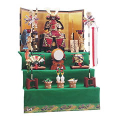 五月人形: 中村宗光作 大鎧 三段飾り 茜糸褄取縅 久月監製 【D-85】