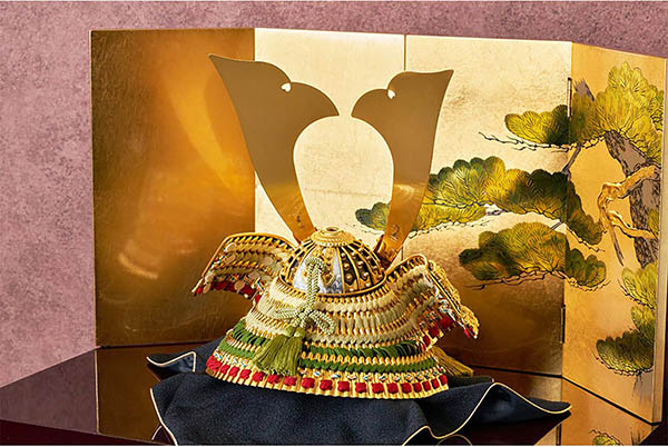 久月　 五月人形　久月作 仁王之兜 収納飾り 正絹 萌黄裾濃縅  甲冑師 鈴木利光 久月当主監製　詳細画像