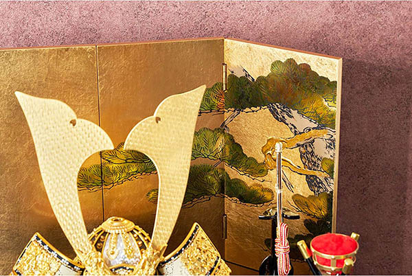 久月　 五月人形　久月作 仁王之兜 収納飾り 正絹 萌黄裾濃縅  甲冑師 鈴木利光 久月当主監製　詳細画像