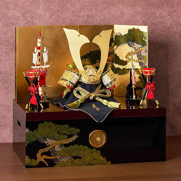 久月　 五月人形　久月作 仁王之兜 収納飾り 正絹 萌黄裾濃縅  甲冑師 鈴木利光 久月当主監製　詳細画像