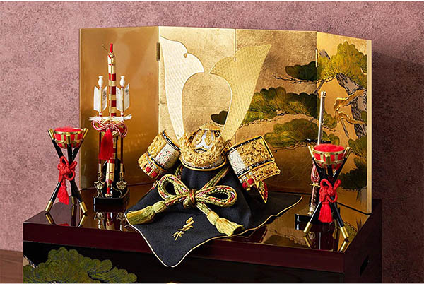 久月　 五月人形　久月作 仁王之兜 収納飾り 正絹 萌黄裾濃縅  甲冑師 鈴木利光 久月当主監製　詳細画像