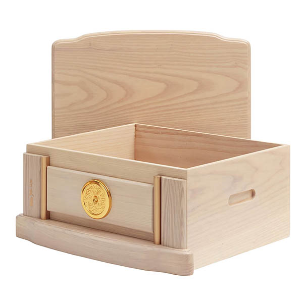 久月　 五月人形　久月 戦国武将 兜 収納飾り 正絹 白糸縅 徳川家康公 駿河古典蒔絵 白木 木目　詳細画像