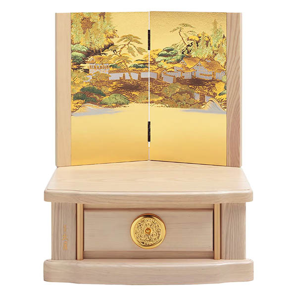 久月　 五月人形　久月 戦国武将 兜 収納飾り 正絹 白糸縅 徳川家康公 駿河古典蒔絵 白木 木目　詳細画像