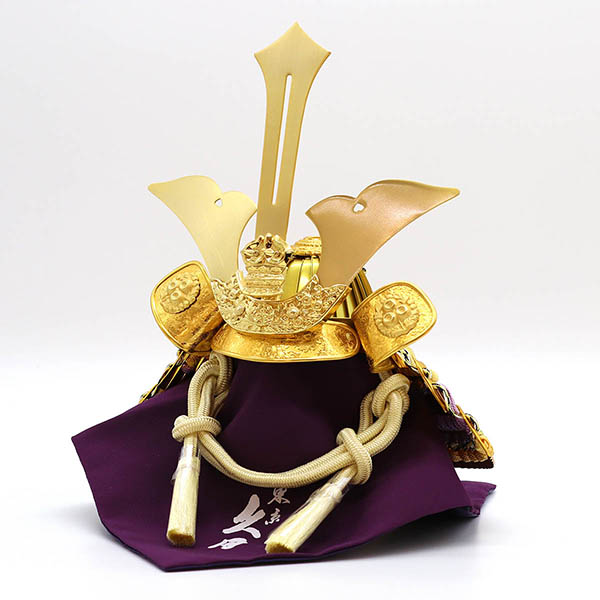 久月　 五月人形　久月 戦国武将 兜 収納飾り 正絹 色々縅 毛利元就公 駿河古典蒔絵 白木 木目　詳細画像