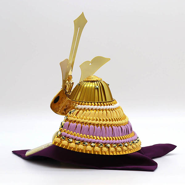 久月　 五月人形　久月 戦国武将 兜 収納飾り 正絹 色々縅 毛利元就公 駿河古典蒔絵 白木 木目　詳細画像