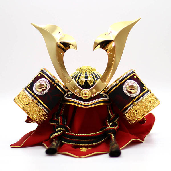 久月　 五月人形　久月 天空 兜 収納飾り 赤翠 鷹二曲屏風 櫃型収納箱　詳細画像