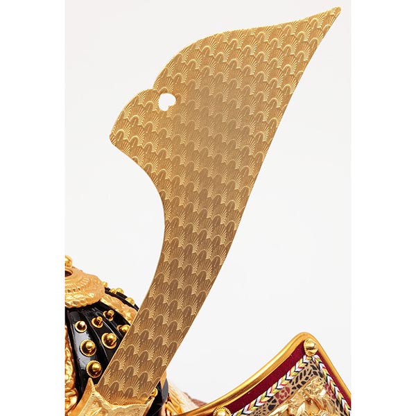 久月　 五月人形　銘木 栃 兜 二引 収納飾り 正絹 茶糸裾後縅 白木 木目　詳細画像