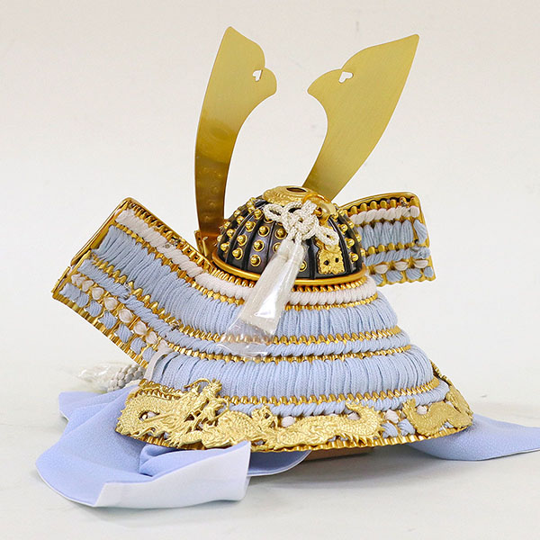 五月人形 久月 銘木 針桐 兜 二引き 収納飾り 正絹 水色縅 白木 木目 詳細画像 久月 五月人形 銘木 針桐 兜 二引き 収納飾り 正絹 水色縅 白木 木目 詳細画像