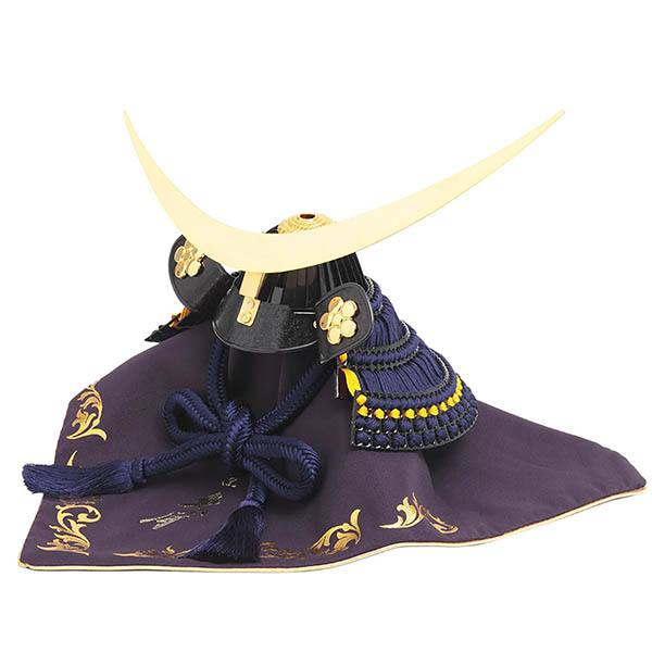 久月　 五月人形　大越広孝作 銘木 紫檀 二引き 収納飾り 紺糸縅 兜 久月監製　詳細画像