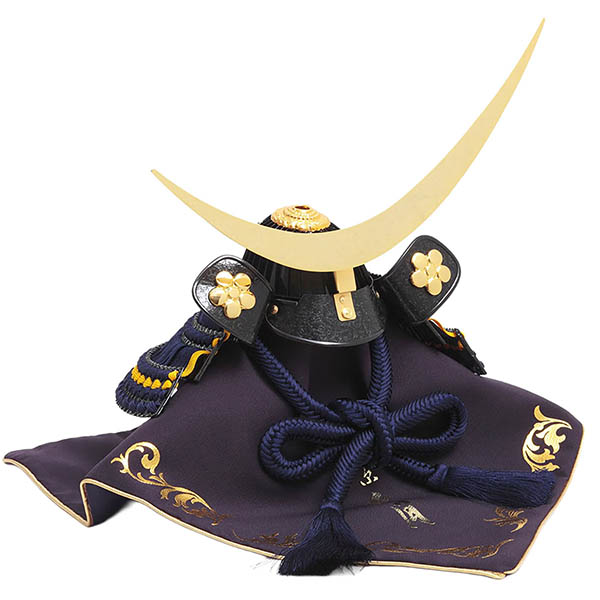 久月　 五月人形　大越広孝作 銘木 紫檀 二引き 収納飾り 紺糸縅 兜 久月監製　詳細画像