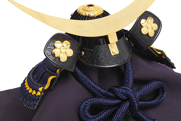 久月　 五月人形　大越広孝作 銘木 紫檀 二引き 収納飾り 紺糸縅 兜 久月監製　詳細画像