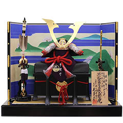 五月人形: 早乙女幸隆作 兜 平飾り 正絹 萌黄縅 鎌倉時代 貼り合わせ小札 久月監製 御所絵屏風 【D-80】