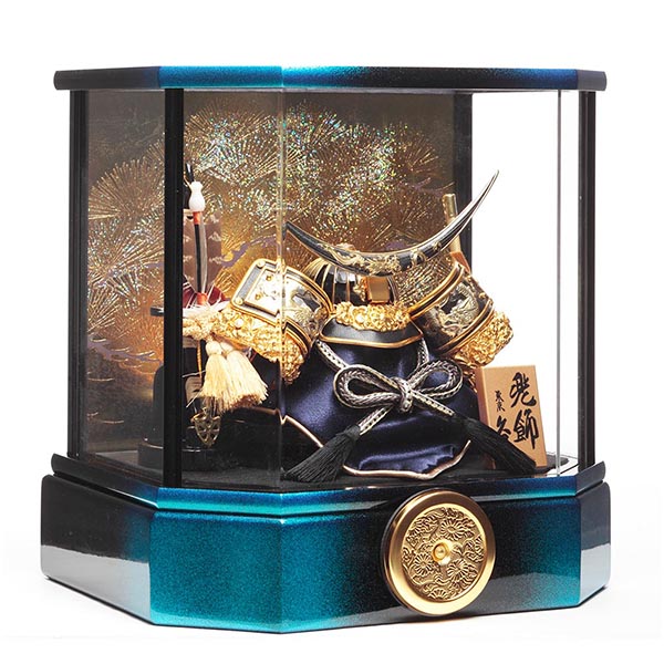 久月　 五月人形　久月 兜 六角 アクリルケース 取付ケース入り　詳細画像