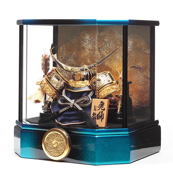 久月　 五月人形　久月 兜 六角 アクリルケース 取付ケース入り　詳細画像