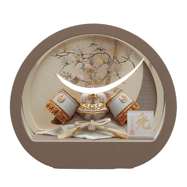 久月 兜 モカ 円形 アクリルケース 取付ケース入り 【D-97】