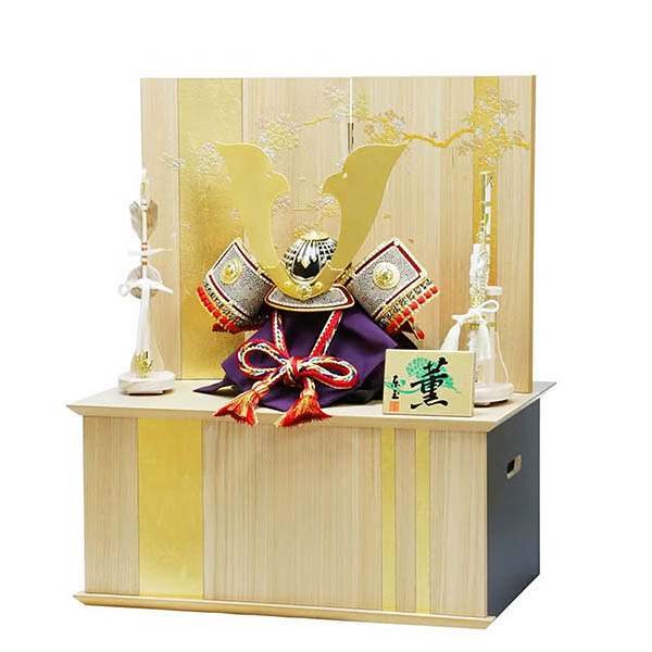 東玉　 五月人形　大鍬形 白木 木目 兜 収納飾り　詳細画像