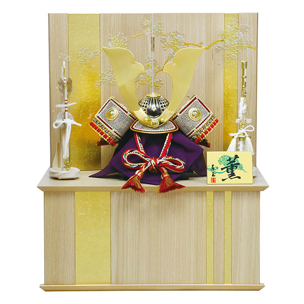 大鍬形 白木 木目 兜 収納飾り